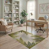 Green Fern Border Area Rug