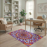 Vibrant Purple Orange Mandala Persian Rug