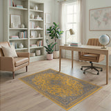 Floral Vintage Yellow Floral Medallion Area Rug