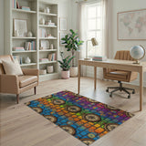 Rainbow Compass Geometric Area Rug