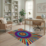 Vibrant Multi-Color Sunburst Geometric Rug