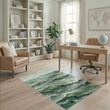 Teal Ocean Waves Watercolor Area Rug