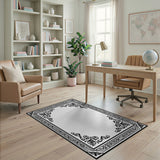 Traditional Persian Ornate Black White Persian Border Area Rug