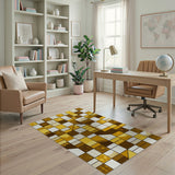 Yellow Yellow Hexagon Geometric Area Rug