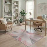 Pink Modern Geometric Pink Grey Area Rug