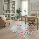 Pink Floral Blossom Border Rug