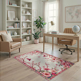 Pink Cherry Blossom Branches and Birds Rug