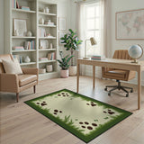 Woodland Paw Tracks Green Border Rug