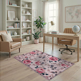 Floral Vintage Pink Rose Floral Area Rug