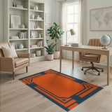 Bold Orange Octagon Geometric Frame Rug