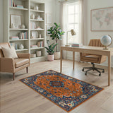 Multi-color and Patterns Vibrant Orange Medallion Persian Area Rug