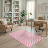 Pink Checkered Washable Area Rug