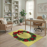 Red Rose Wreath with Bow Area Rug