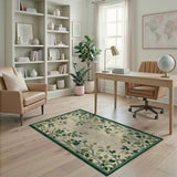 Vintage Green Vine Blossom Area Rug