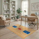Orange Geometric Modern Basketball Court Geometric Area Rug