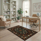 Ornate Black Persian Floral Area Rug