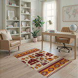 Cute Cartoon Cats Village Orange Area Rug