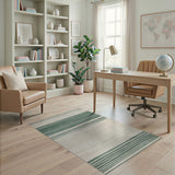Green and Beige Striped Rustic Farmhouse Area Rug
