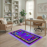 Neon Purple Retro Game Controller Area Rug
