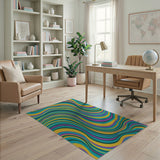 Vibrant Swirling Waves Abstract Area Rug