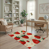 Red Strawberry Fruit Pattern Area Rug