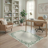 Ornate Green Vine Butterfly Floral Rug