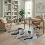 Modern Grey Wavy Abstract Area Rug