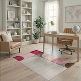 Abstract Pink Red Oval Area Rug