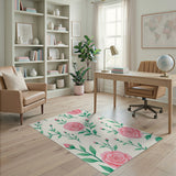 Blush Pink Roses Floral Area Rug