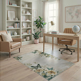Vintage Teal Butterfly Rose Floral Rug