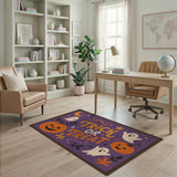 Trick or Treat Ghost Pumpkin Purple Kids Area Rug