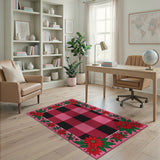 Poinsettia Plaid Check Area Rug