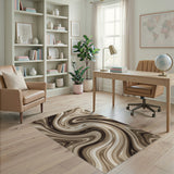 Abstract Area Brown and Tan Swirling Brown Tan Abstract Area Rug
