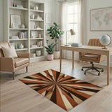 Brown Sunburst Geometric Area Rug