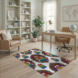 Rainbow Circus Frame Washable Area Rug