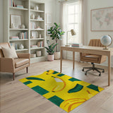 Vibrant Banana Fruit Pattern Yellow Area Rug