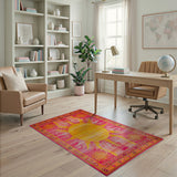 Radiant Sunburst Pink Southwestern Area Rug