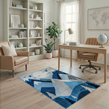 Starry Moonlit Mountains Blue Kids Area Rug