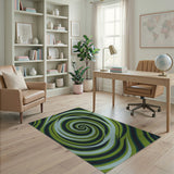 Green Hypnotic Green Spiral Abstract Area Rug