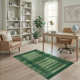 Modern Green Geometric Stripe Area Rug