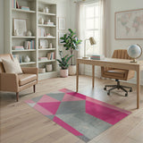 Pink Grey Geometric Triangle Area Rug