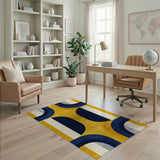 Yellow Navy Geometric Arch Area Rug