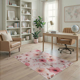 Blush Pink Watercolor Floral Area Rug