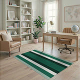 Bold Vertical Green Stripe Area Rug