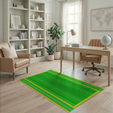 Vibrant Green Yellow Geometric Stripe Area Rug