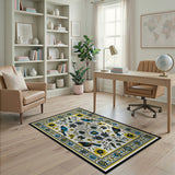 Blue Birds Yellow Sunflower Floral Area Rug