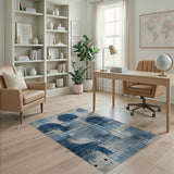 Distressed Navy Blue Abstract Area Rug