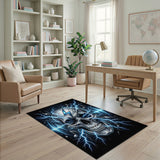 Blue Lightning Skull Area Rug