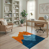 Layered Sunset Mountains Geometric Area Rug