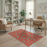 Traditional Persian Red Persian Floral Medallion Area Rug
